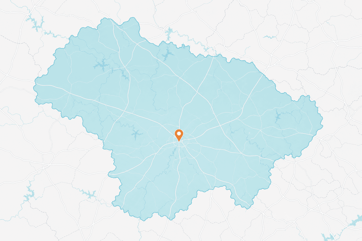 Mapa ilustrativo da área de atendimento da Pupulin em Sorocaba e região